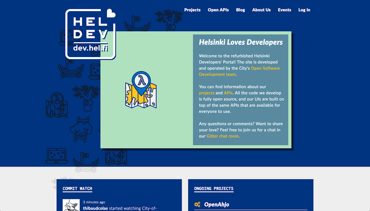 Screenshot of the developer portal’s homepage