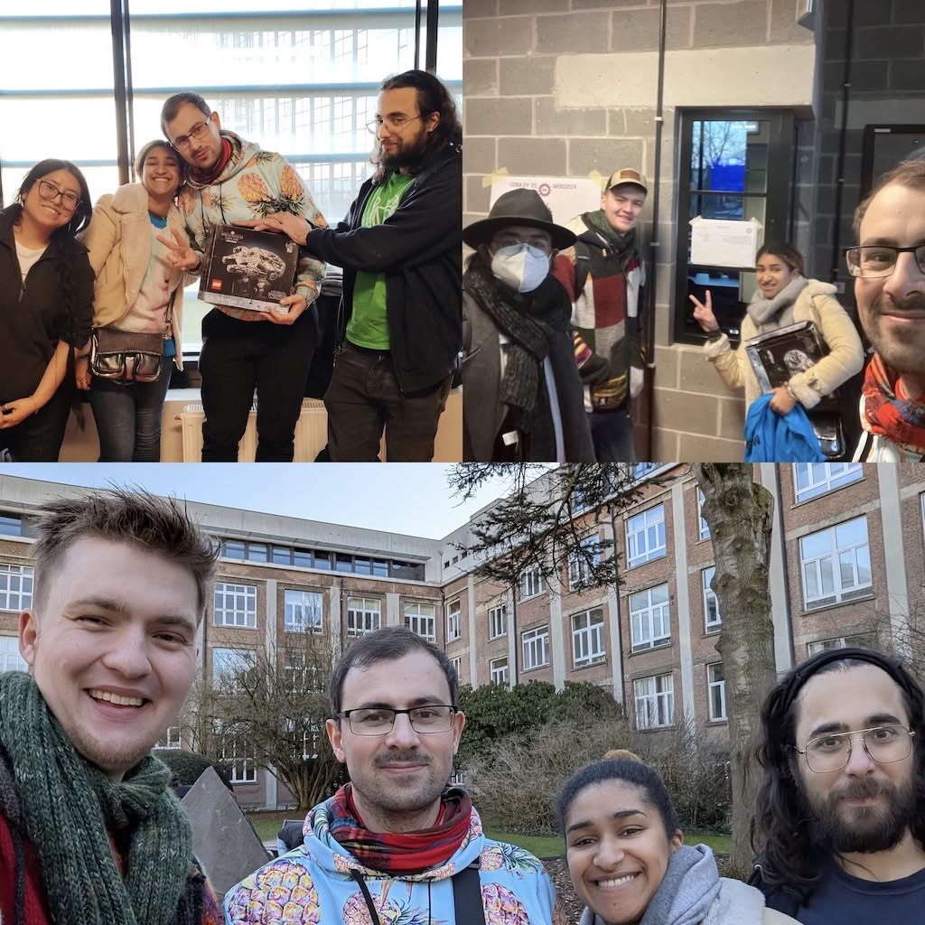 Collage of Inclusive Web devroom organizers, helpers, and speakers. With three separate pictures of people smiling, in different areas of the conference venue. Top: Raffaella, Sarah, Thibaud, Alex. Then Saptak, Storm, Sarah, Thibaud. Then at the bottom Storm, Thibaud, Sarah, Alex.