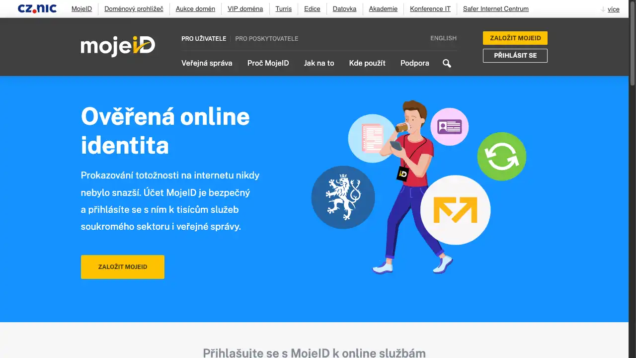 Screenshot of the Verified Online Identity platform from Czechia